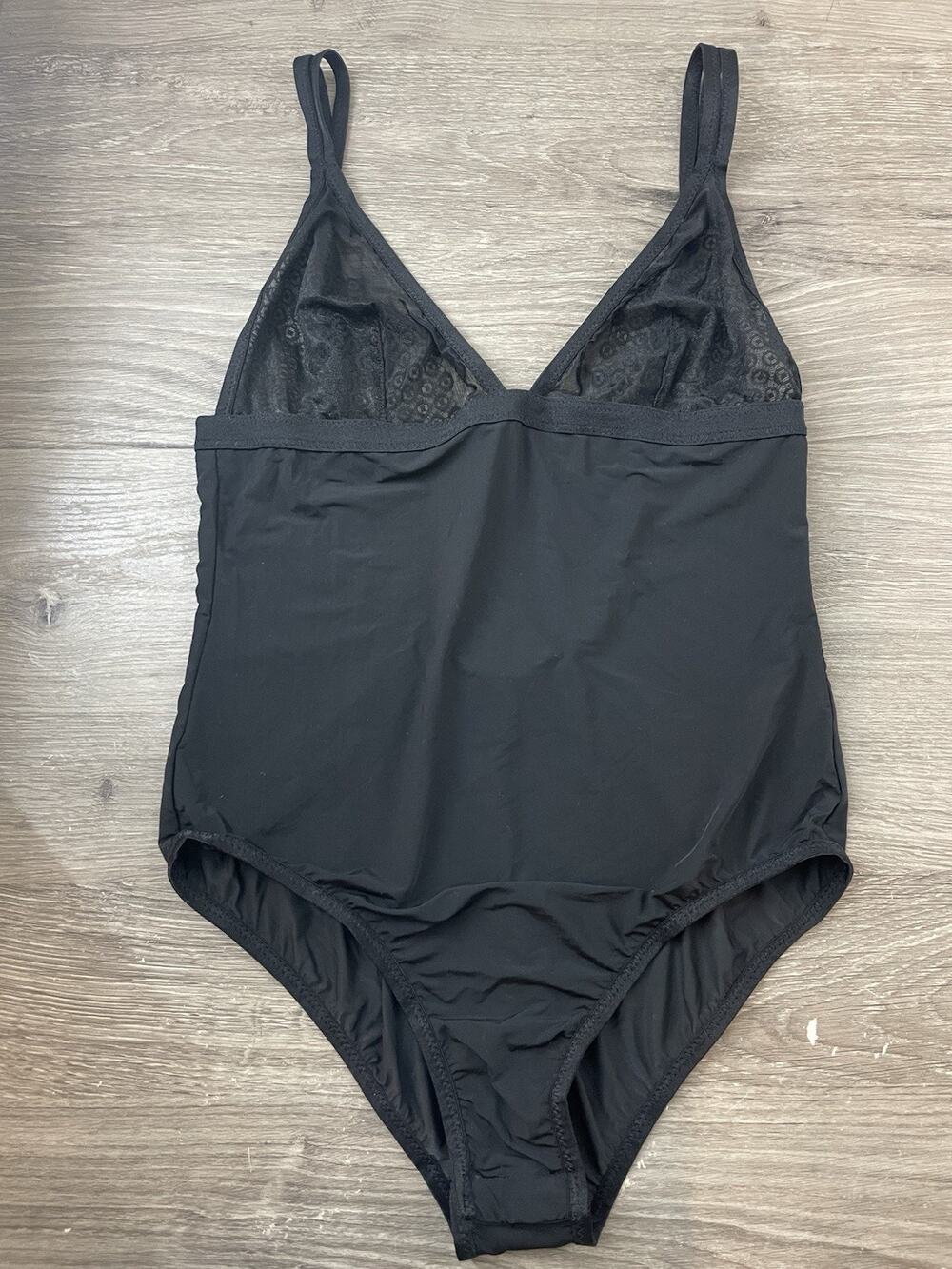 Victoria's Secret SoSleek Plunge Mesh Bodysuit Black Size XS Shaping Underwire